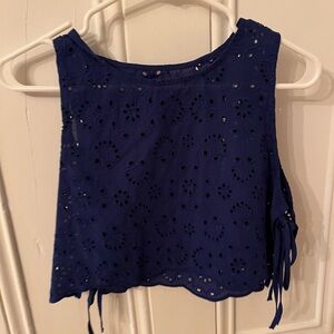 Primark Royal Blue Eyelet Crop Top